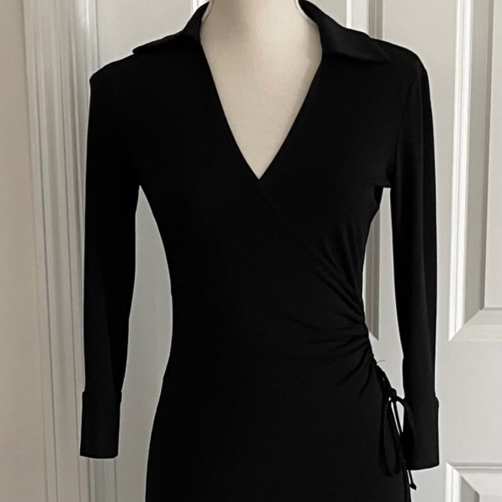 LAUNDRY BY SHELLI SEGAL BLACK FAUX WRAP DRESS- SIZE 2